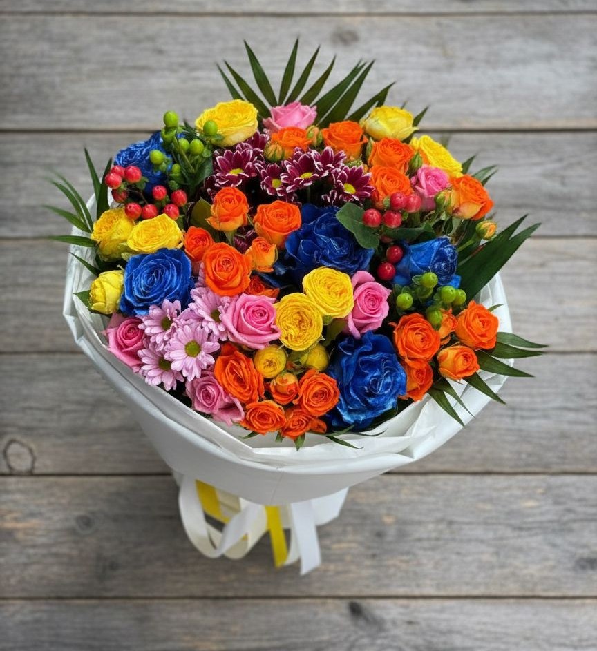 Букет цветов из: Розы и Хризантемы в Мечниково