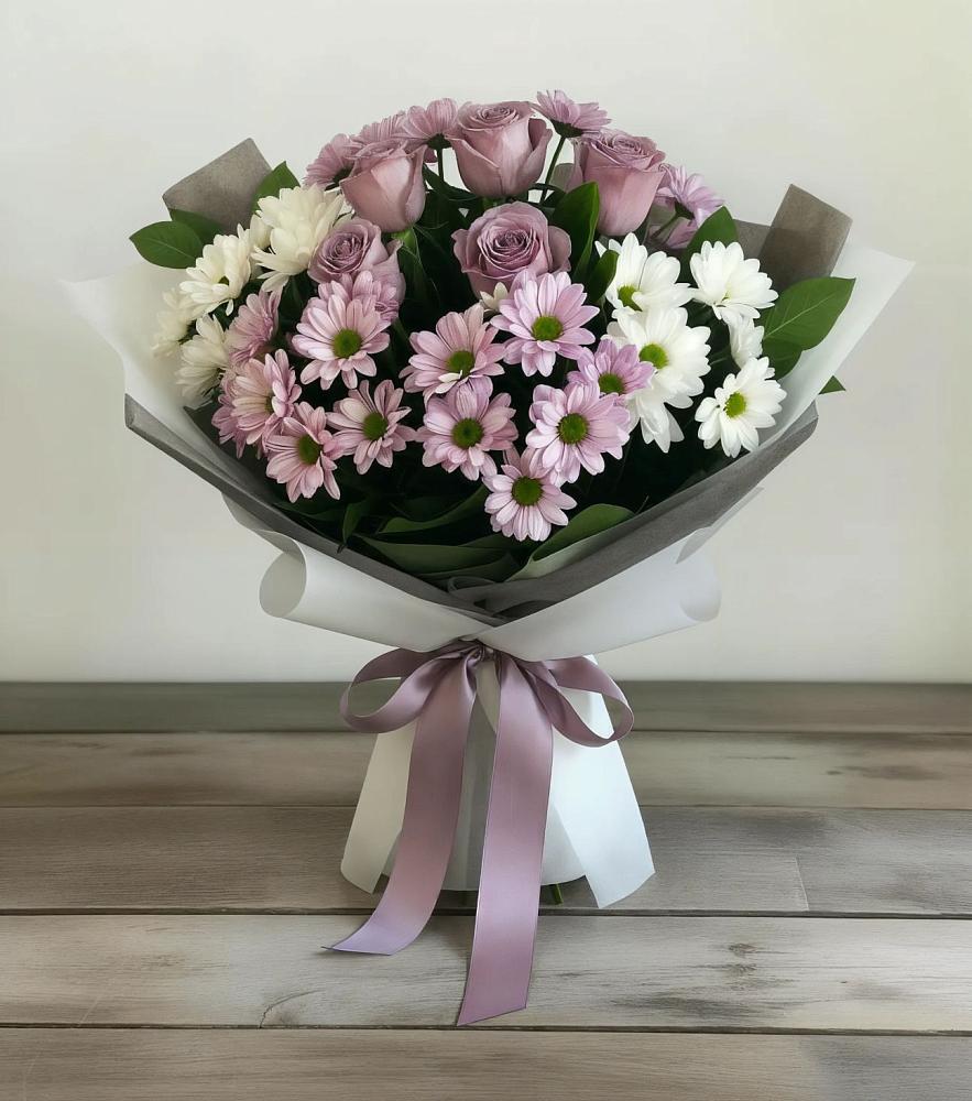 Букет цветов из: Хризантемы и Розы в Мечниково