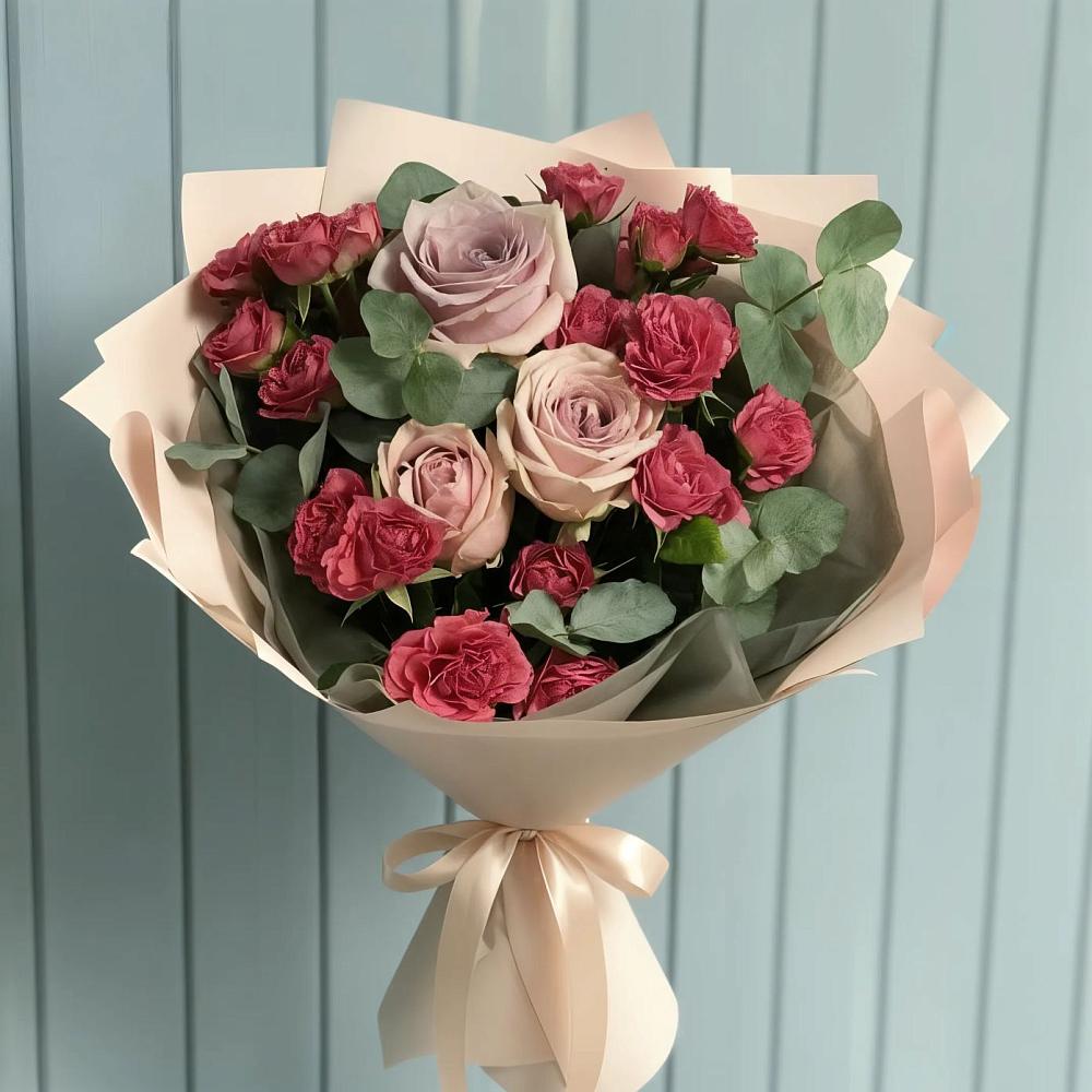Букет цветов из: Гвоздики и Розы в Мечниково