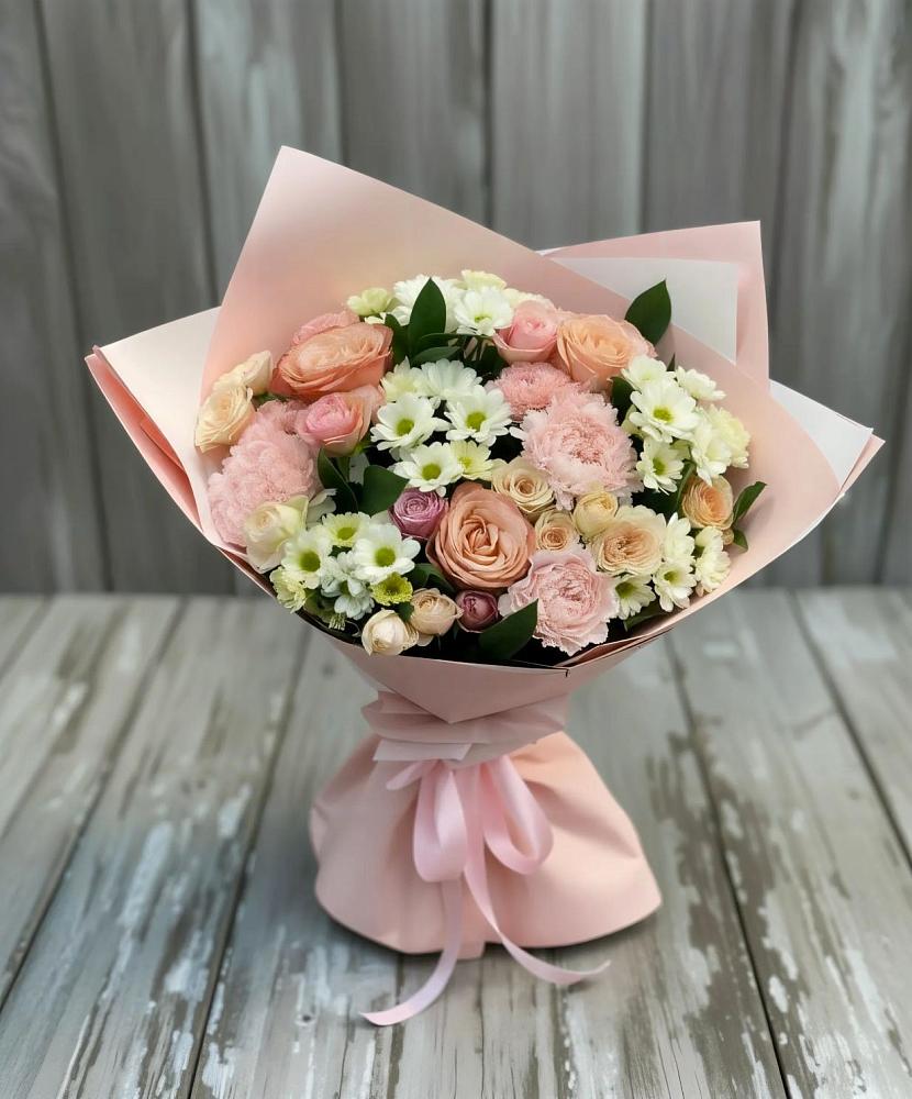 Букет цветов из: Гвоздики, Розы и Хризантемы в Мечниково