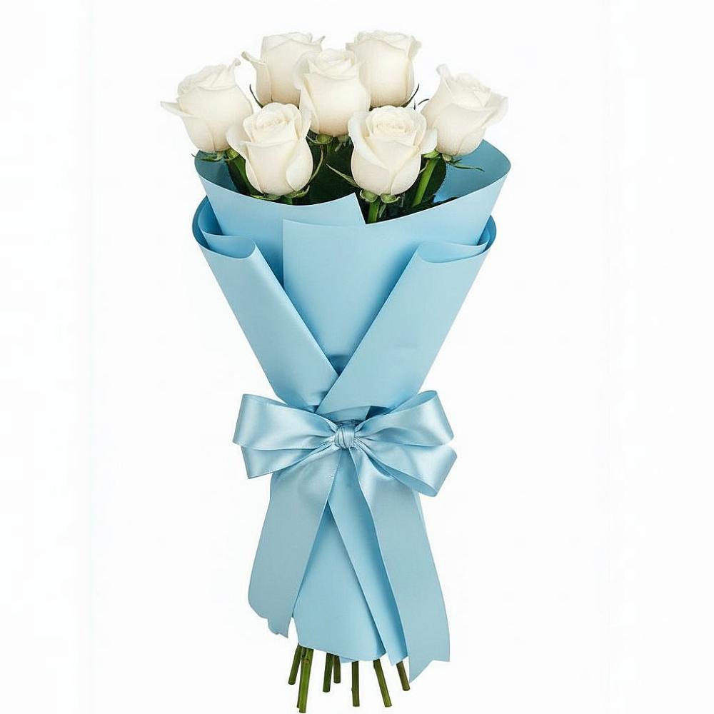 Букет 7 белых роз Проуд в Мечниково