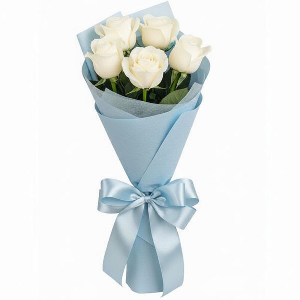 Букет 5 Белых роз Проуд в Мечниково