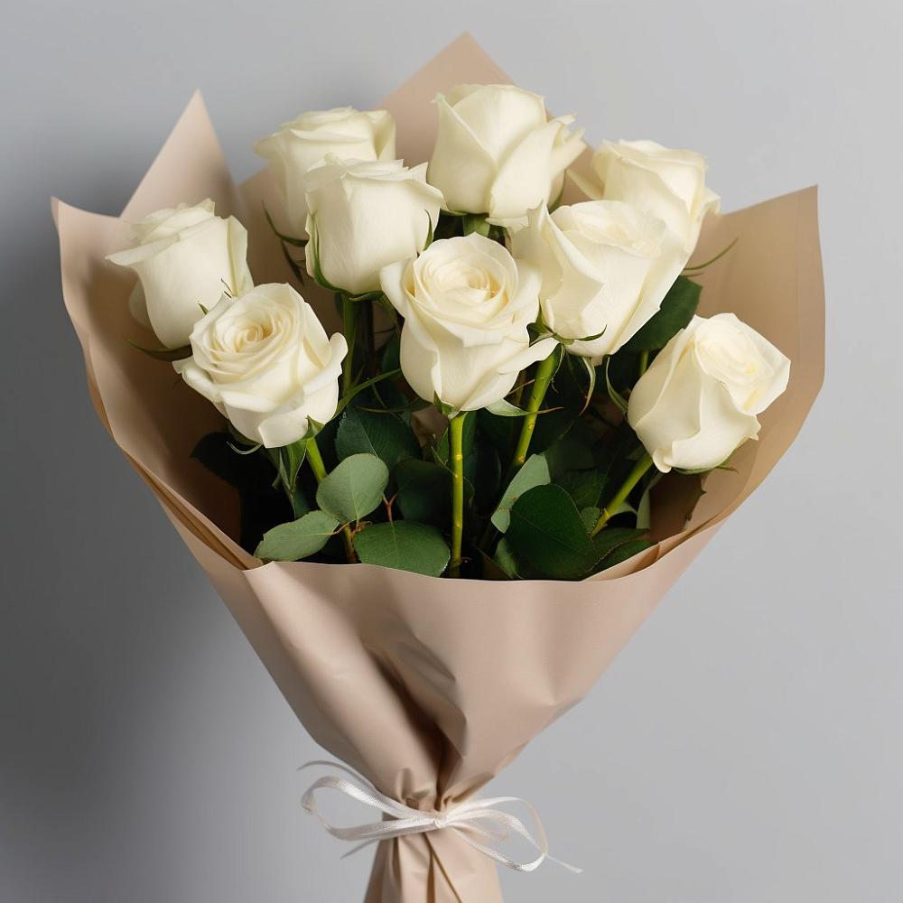 Букет 9 Белых роз Эдлесс Лав в Мечниково