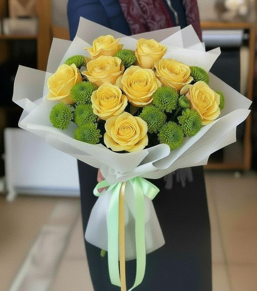 Букет цветов из: Хризантемы и Розы в Мечниково