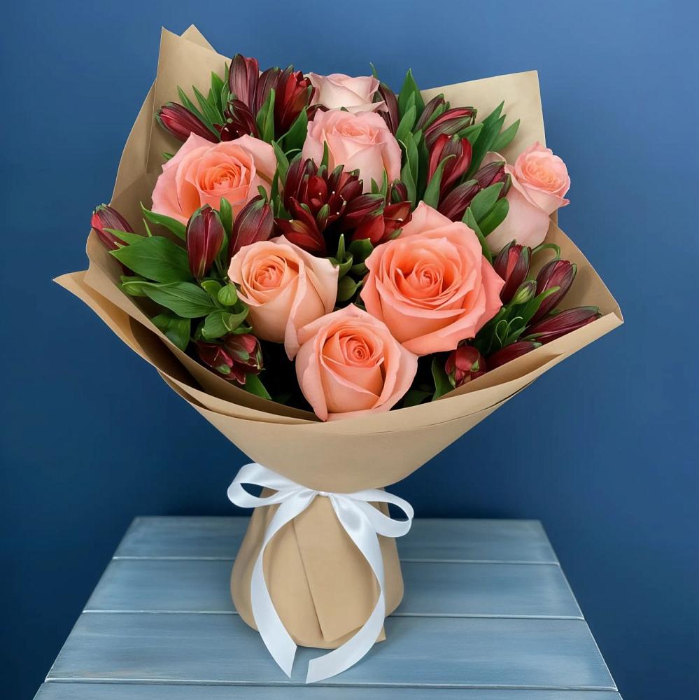 Букет цветов из: Розы и Альстромерии в Мечниково