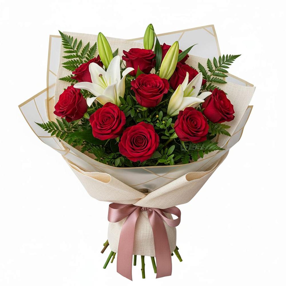 Букет цветов из: Лилии и Розы в Мечниково