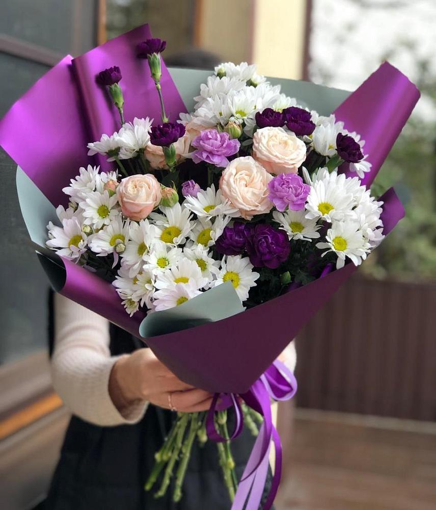 Букет цветов из: Хризантемы, Гвоздики и Розы в Мечниково