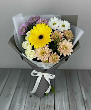 Букет цветов из:  Розы, Герберы и Хризантемы в Мечниково