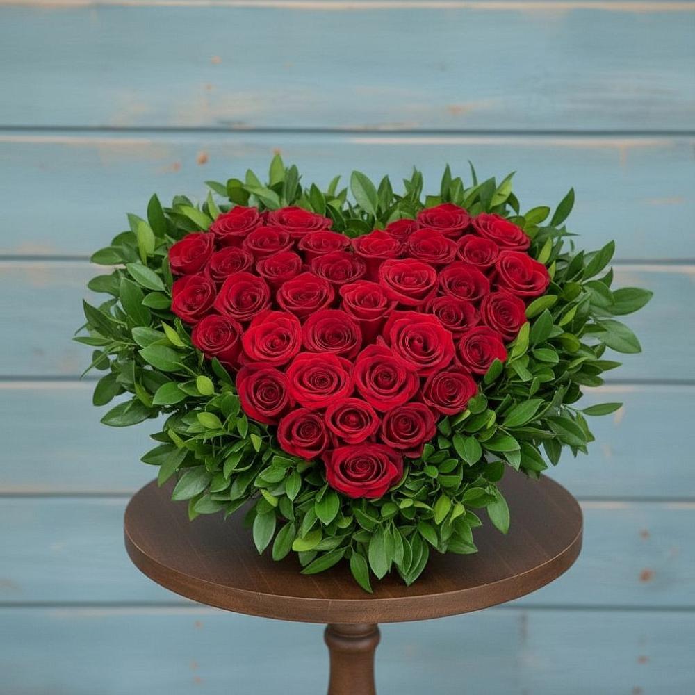 Цветочная композиция из Розы в виде сердца в Мечниково