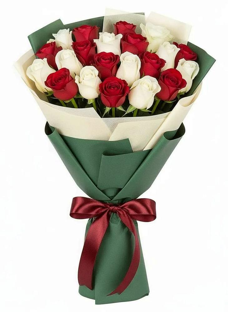 Букет Микс из красных и белых роз в Мечниково