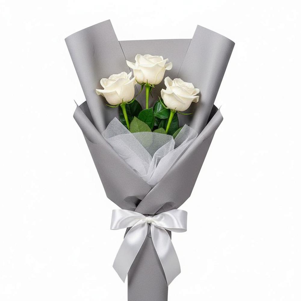 Букет 3 белые розы в Мечниково