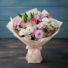 Букет цветов из:  Хризантемы, Альстромерии и Розы #REPLACE_PRED# Мечниково