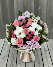 Букет цветов из:  Альстромерии, Гвоздики, Розы и Хризантемы в Мечниково
