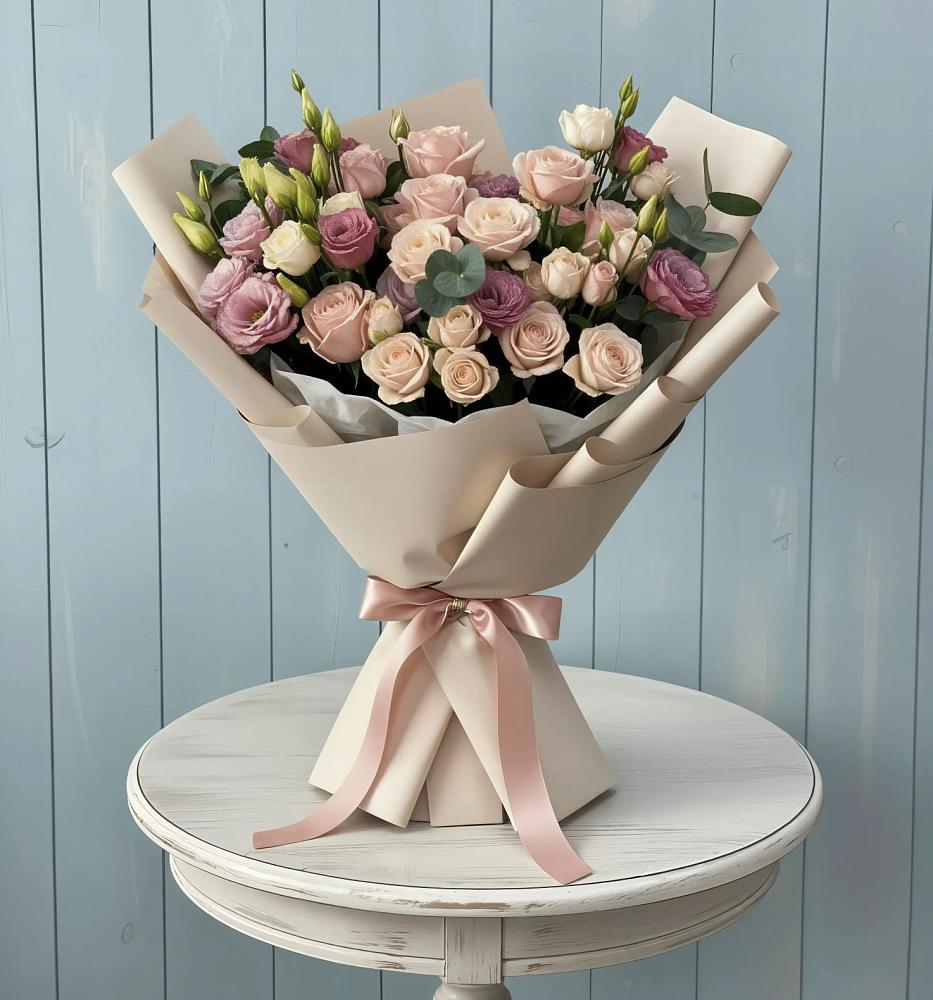 Букет цветов из: Розы и Лизиантусы в Мечниково