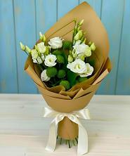 Букет цветов из:  Хризантемы и Лизиантусы в Мечниково