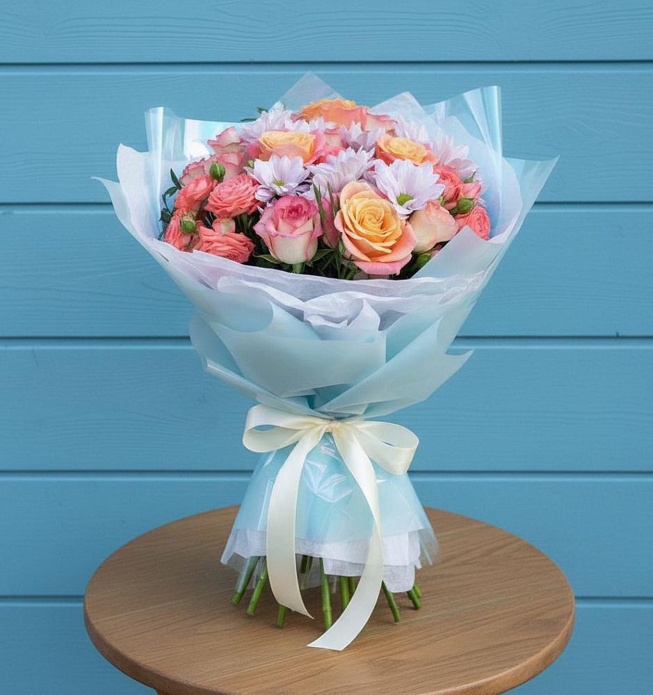 Букет цветов из: Хризантемы и Розы в Мечниково