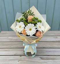 Букет цветов из:  Герберы, Розы и Хризантемы #REPLACE_PRED# Мечниково