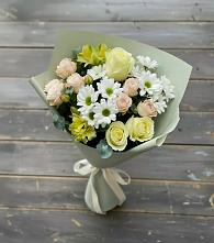 Букет цветов из:  Альстромерии, Розы и Хризантемы в Мечниково