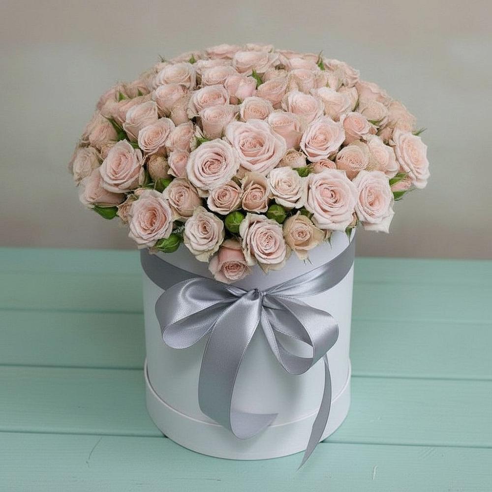 Цветочная композиция из Розы в шляпной коробке в Мечниково